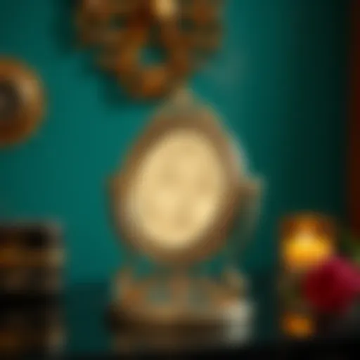 Elegant foldable makeup mirror with intricate design