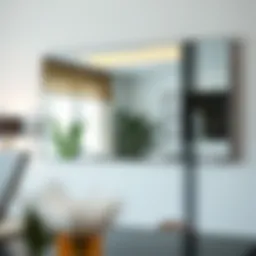 Sleek frameless mirror reflecting modern interior