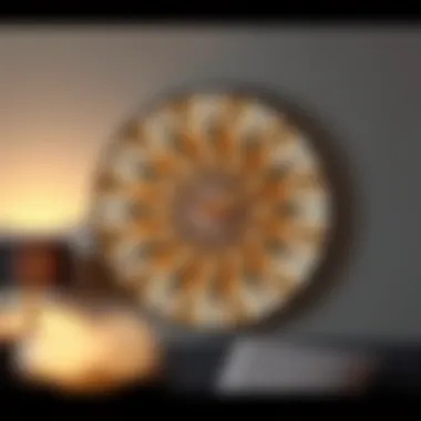 Sleek frameless wall clock with geometric patterns