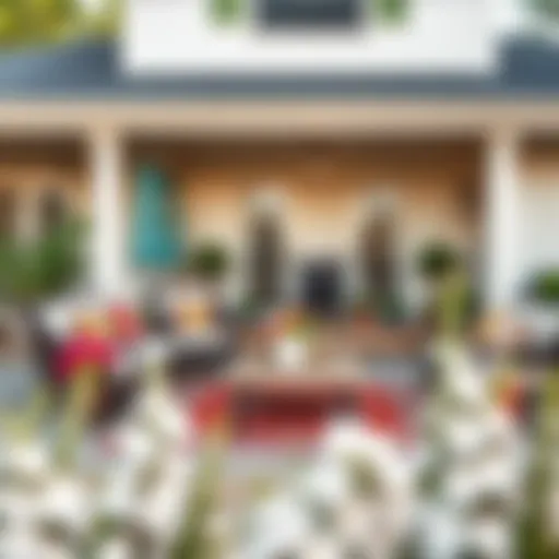 Elegant front patio furniture arranged in a cozy seating area