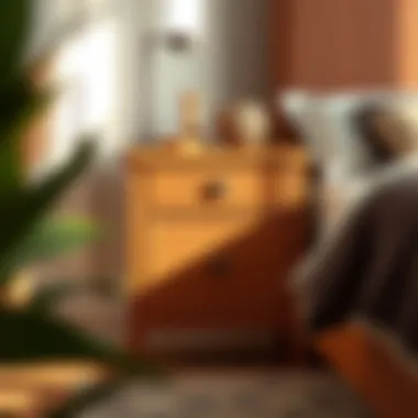 Stylish wooden nightstand with decorative elements