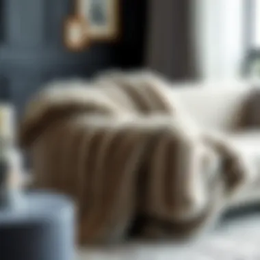 Stylish fur cover draped elegantly over a modern sofa