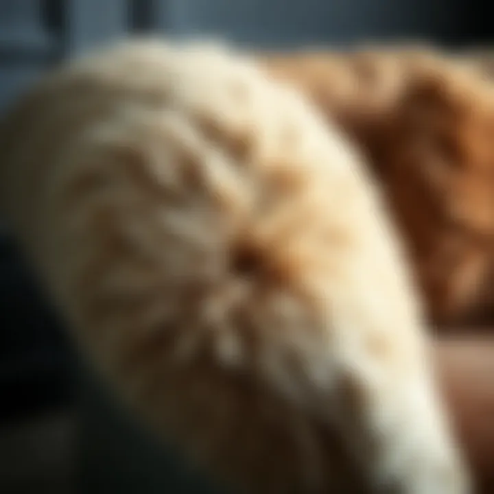 Close-up of soft fur texture on a sofa cover