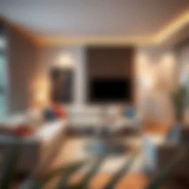 Modern Living Room Design A modern living room featuring a sleek sofa and stylish decor