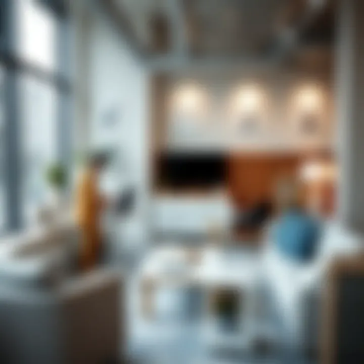 Collaborative workspace with optimized furniture layout