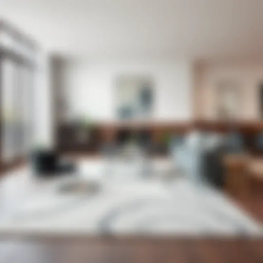 Elegant gray area rug in a modern living room setting