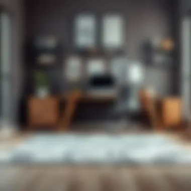 Contemporary Charm: Gray Rug in a Workspace Versatile gray rug complementing a contemporary workspace