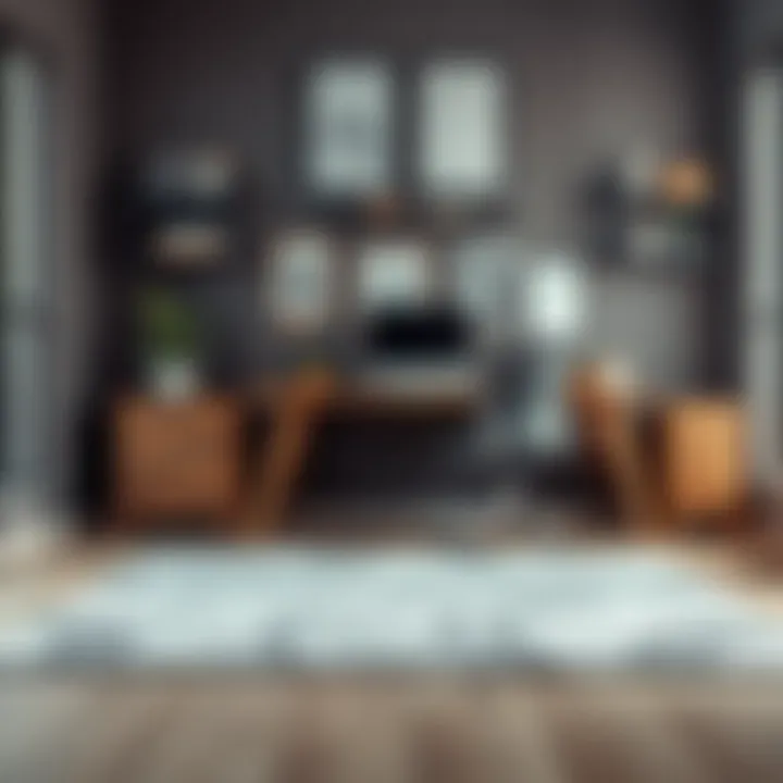 Contemporary Charm: Gray Rug in a Workspace Versatile gray rug complementing a contemporary workspace