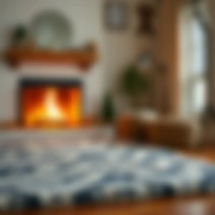 Warmth and Comfort: Gray Area Rug by the Fireplace Cozy gray area rug beside a warm fireplace