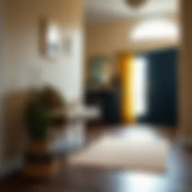 Stylish upholstered entryway bench with vibrant fabric