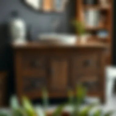 Rustic wood vanity with porcelain sink