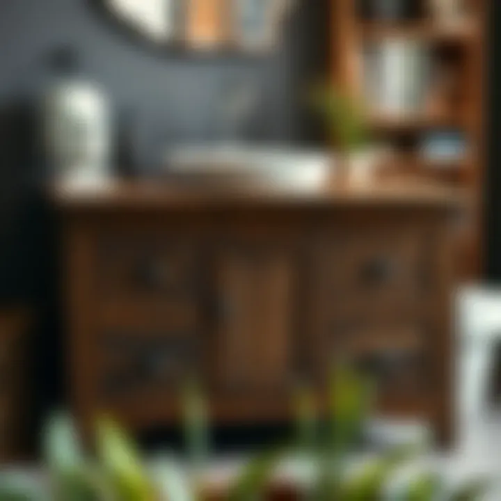 Rustic wood vanity with porcelain sink