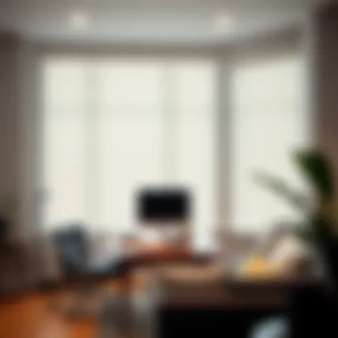 Stylish one-inch blinds complementing a chic office interior.