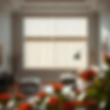 Elegant one-inch blinds in a modern living room setting.