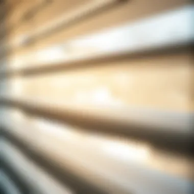 Close-up of light filtering through one-inch blinds.