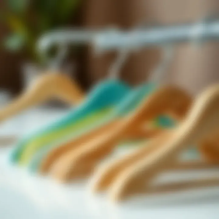 An assortment of eco-friendly materials used in the production of space-saving hangers.
