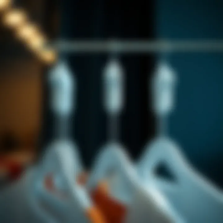 A set of innovative clothes hangers demonstrating unique features for maximizing space.