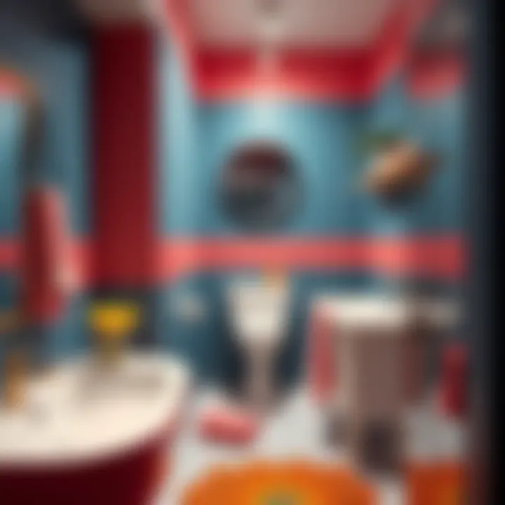 Chic Design with Vibrant Colors in a Small Space Chic small bathroom with vibrant color accents