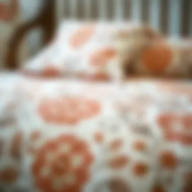 Close-up of intricate floral patterns on nursery bedding