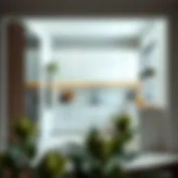 Contemporary L-shaped kitchen showcasing sleek cabinetry and innovative storage solutions.