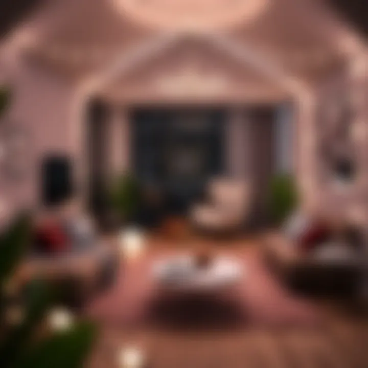 Modern Living Room Decorated with LED String Lights Creative arrangement of LED string lights in a modern living room