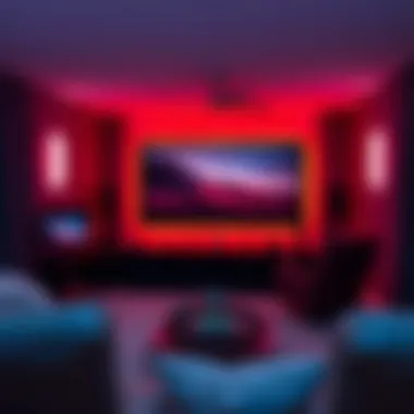 LED Strip Lights in Home Theater Creative installation of LED strip lights in a home theater setting