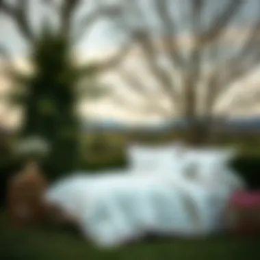 Lightweight cotton quilt showcased in a serene outdoor setting