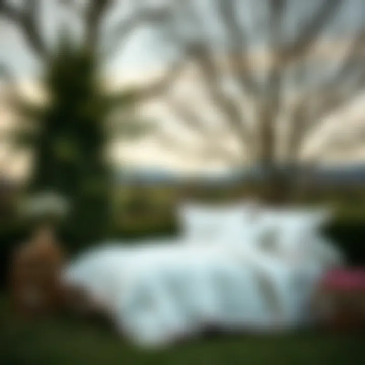 Lightweight cotton quilt showcased in a serene outdoor setting
