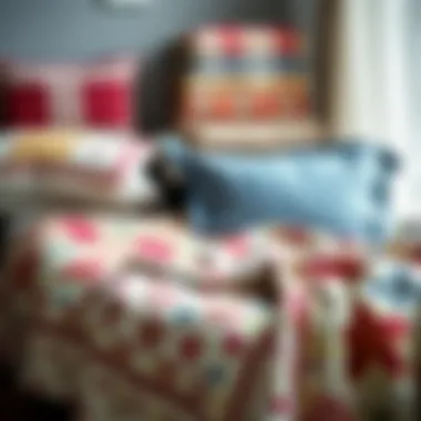 A variety of patterns and colors in lightweight cotton quilts displayed