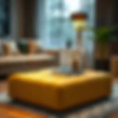 Innovative storage ottoman used as a coffee table