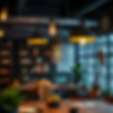 Industrial Pendant Lighting Creating a Vibrant Workspace Industrial pendant lights illuminating a creative workspace