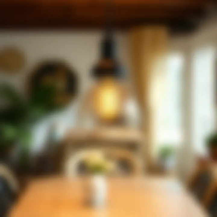 Charming Vintage Pendant Light Adding Character to Dining Space Vintage-style pendant light fixture in a cozy dining area