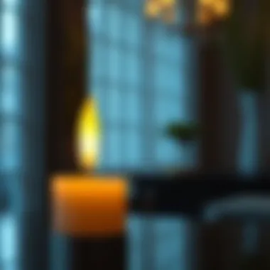 Realistic Flicker of Luminara Candle Close-up of a Luminara electric candle showcasing its realistic flickering effect