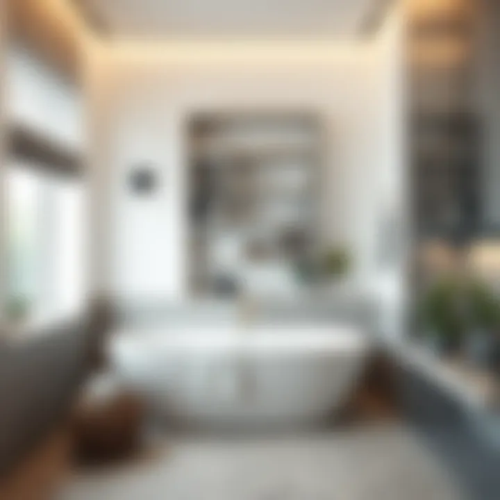 Chic Integrated Shelving for Aesthetics Chic bathroom decor with integrated shelving