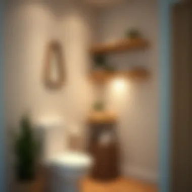 Innovative Corner Storage Solutions Creative use of corner shelves in a compact bathroom