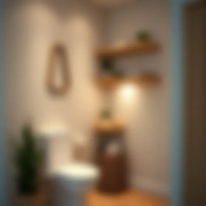 Innovative Corner Storage Solutions Creative use of corner shelves in a compact bathroom