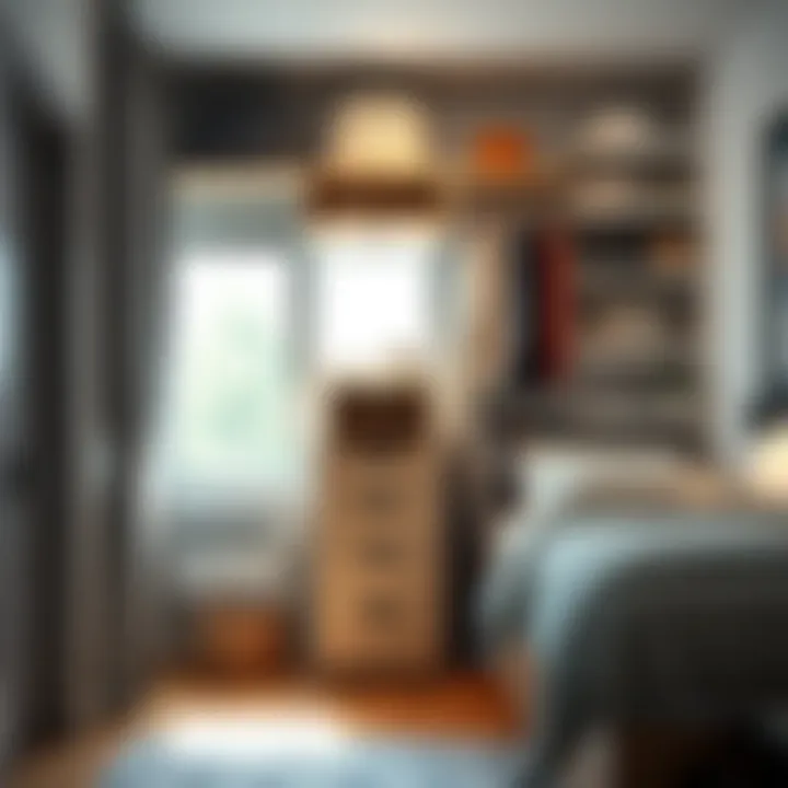 Innovative closet organizer in a dorm room