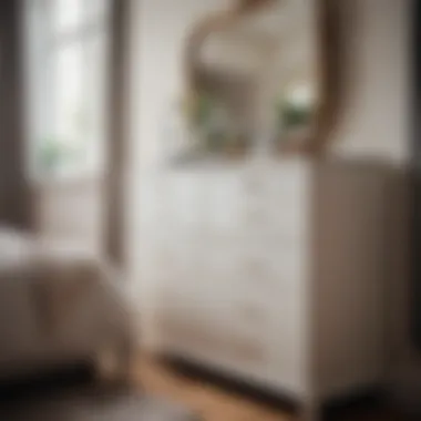 Dresser incorporated into contemporary bedroom decor