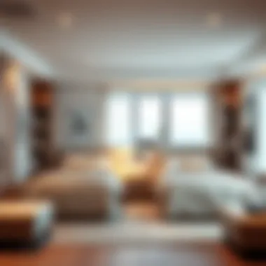 Modern twin beds in a compact living space