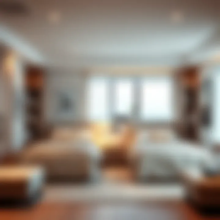 Modern twin beds in a compact living space