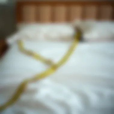 Measuring tape on an extended twin bed