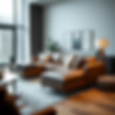 Modern interior featuring leather chaise lounge with integrated storage