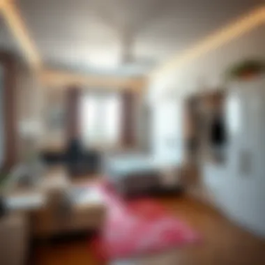 A beautifully organized bedroom with modular storage solutions