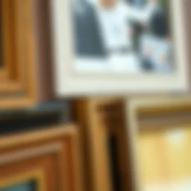 Close-up of different materials used in multi-picture frames