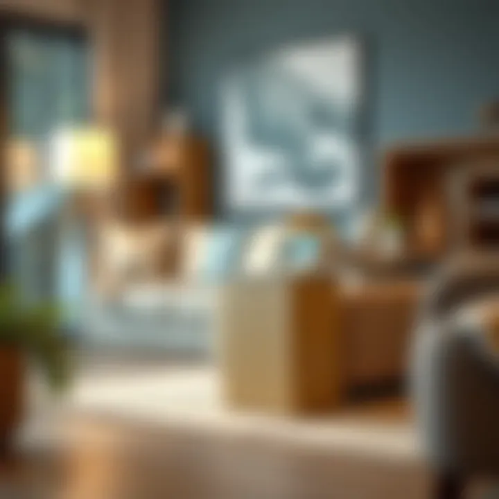 Narrow waste bins enhancing aesthetic appeal in a living room