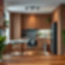 Compact kitchen furniture arrangement maximizing space efficiency