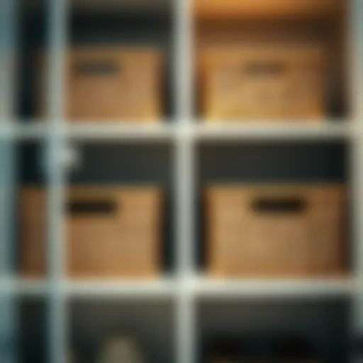 Modern Pantry with Stackable Baskets Stylish stackable baskets in a modern pantry