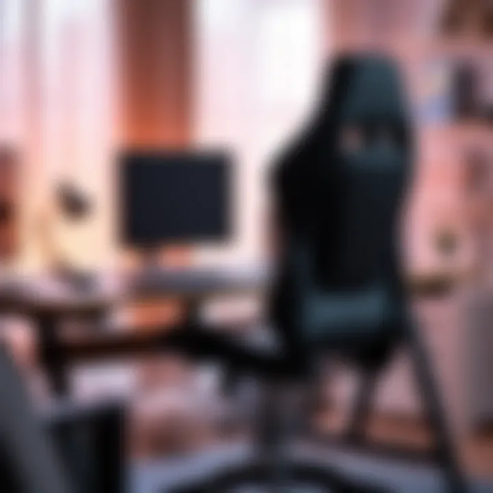 Close-up of ergonomic chair and desk arrangement