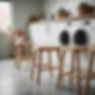 Aesthetic Appeal of Wooden Stools in Laundry Design Stylish wooden stool in a modern laundry room