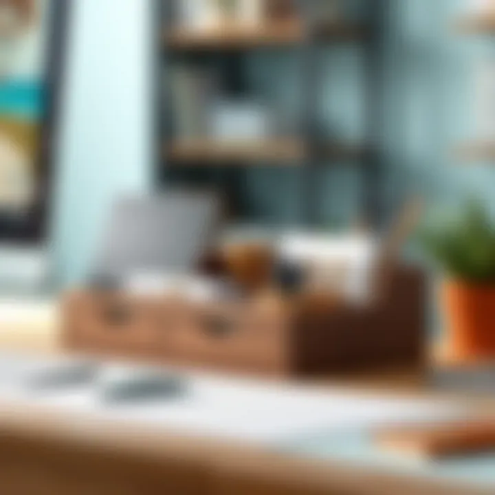 A stylish desktop organizer featuring compartments for documents and stationery